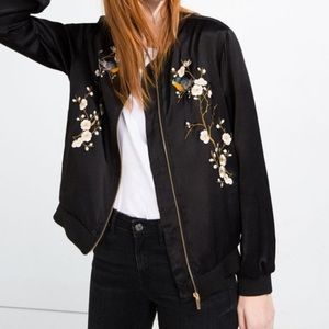 Zara silk bomber with ornamental embroidery - size M